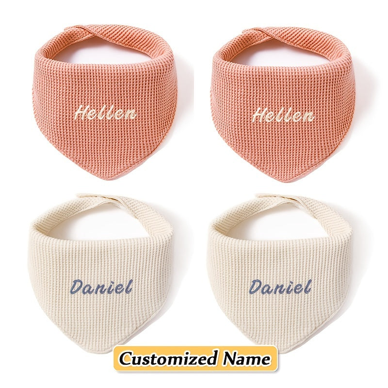 Set of 4 Children's Saliva Towels with Triangle Towel and Adjustable Mouthguard Soft Breathable Natural Material