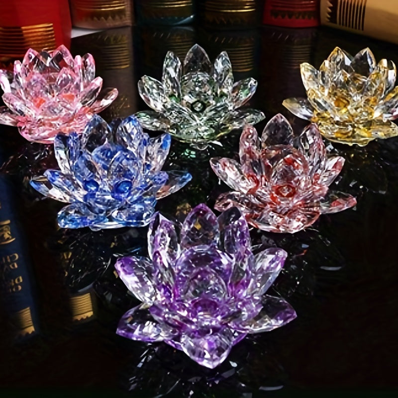 Crystal Lotus Ornament for Home Decor Desktop Figurine