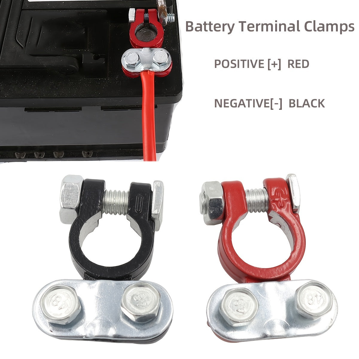 2 Pairs Heavy Duty Battery Terminal Clamps for Car Boat Truck in Alloy