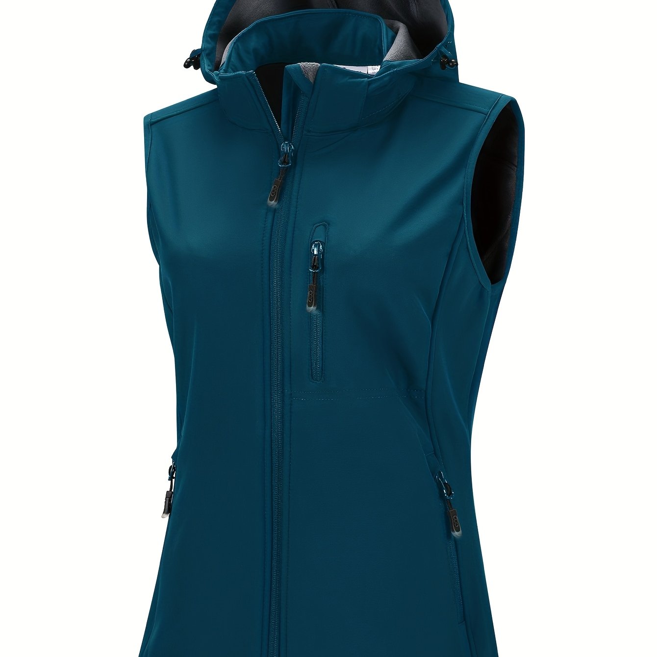 Women's Softshell Vest Hooded Lightweight Windproof Sleeveless Fleece Outdoor