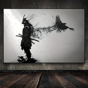 Black and White Japanese Samurai Wall Art Poster Canvas Painting for Living Room Decor