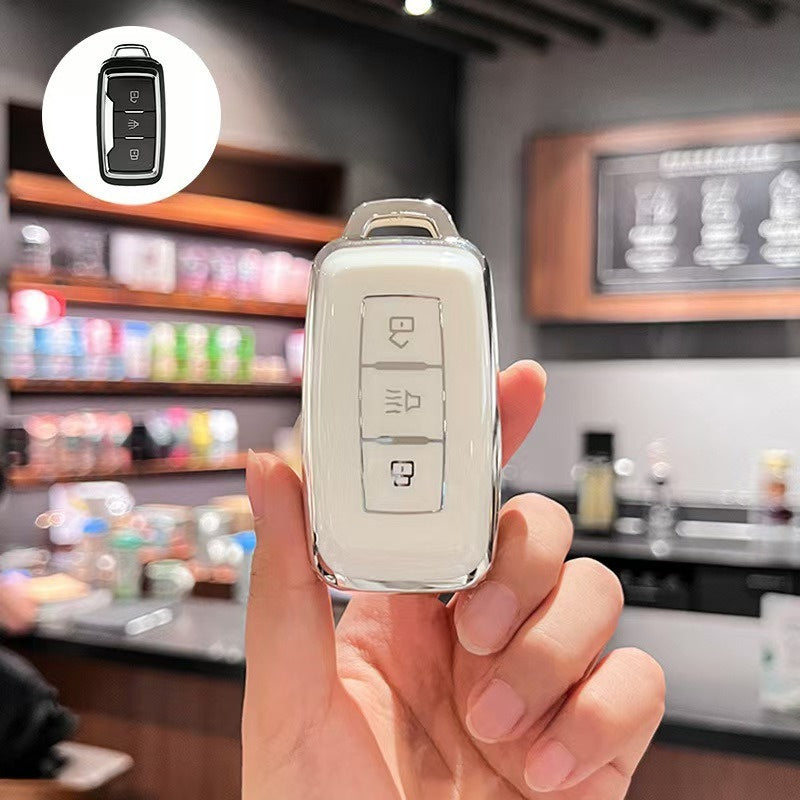 Car Key Fob Cover TPU Scratch-Resistant Black with Keychain for Vehicles