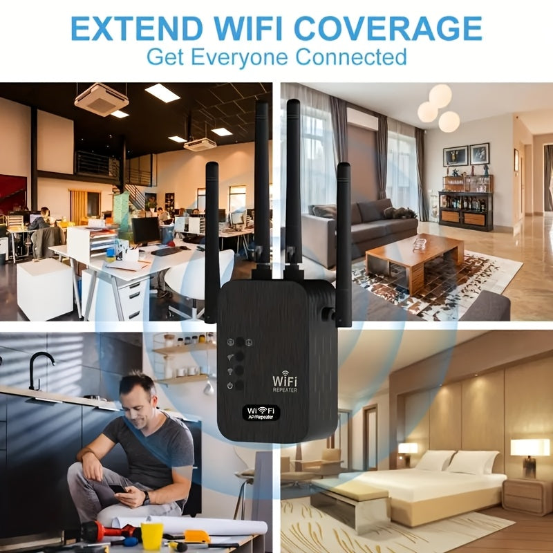 Wi-Fi Signal Booster Extends Coverage Up to 8500 Sq Ft Dual-Band 1200 Mbps for Multiple Devices