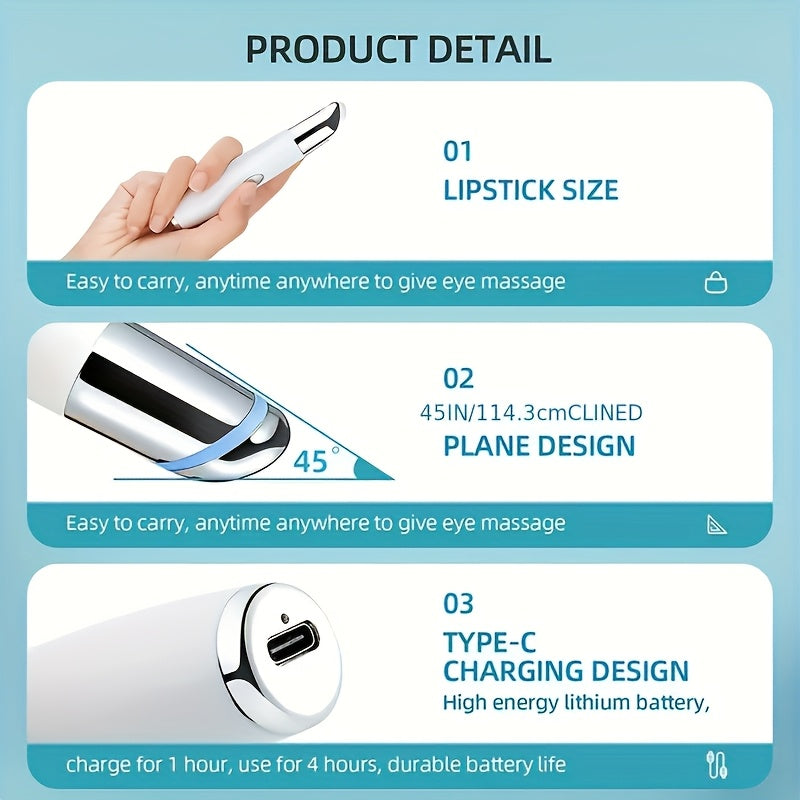 Portable Electric Heated Eye Massager with USB Rechargeable Lithium Battery for Face and Eye Relaxation