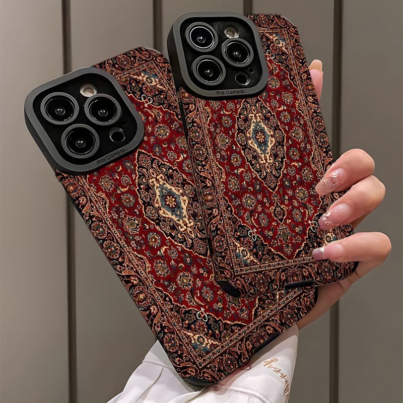 Retro Nordic American Ethnic Pattern TPU Phone Case for iPhone 16 Pro Max with Silicone Drop Protection