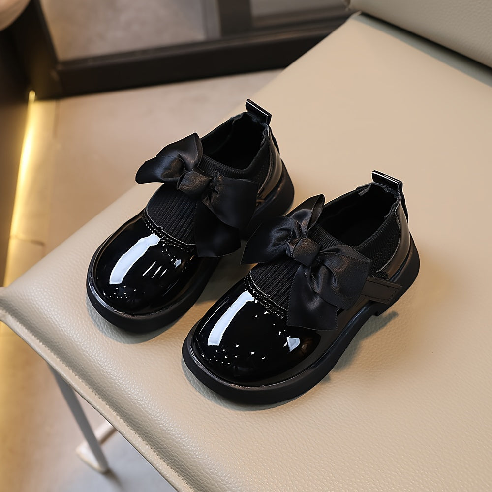 Zapatos Mary Jane para niñas de color sólido con lazo, ligeros y cómodos para fiestas y actuaciones en otoño