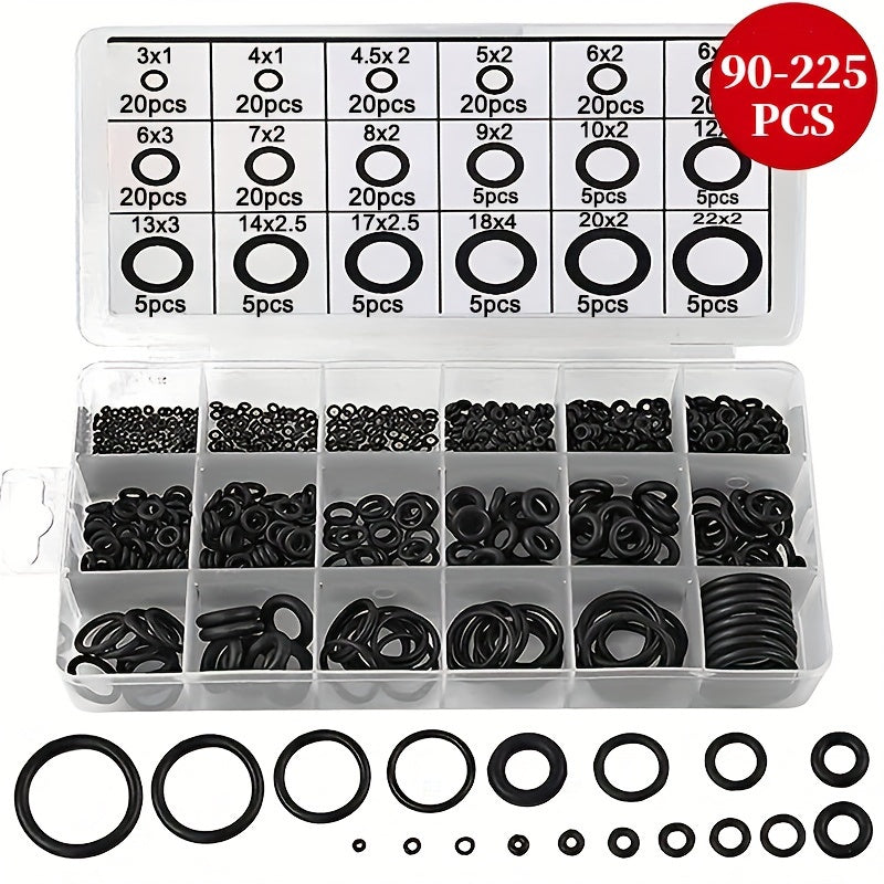Rubber O-Ring Assortment Kit 18 Sizes for Plumbing Car Repairs and Air Gas Connections
