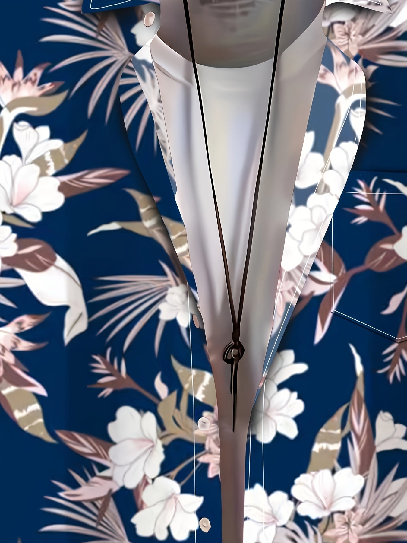 Men's Plus Size Hawaiian Shirt with Floral Print V-Neck Short Sleeve Polyester Elastane