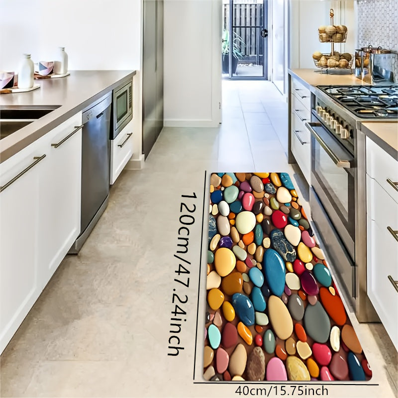 Vibrant Pebble Design Ultra Absorbent Non-Skid Bathroom Kitchen Rug