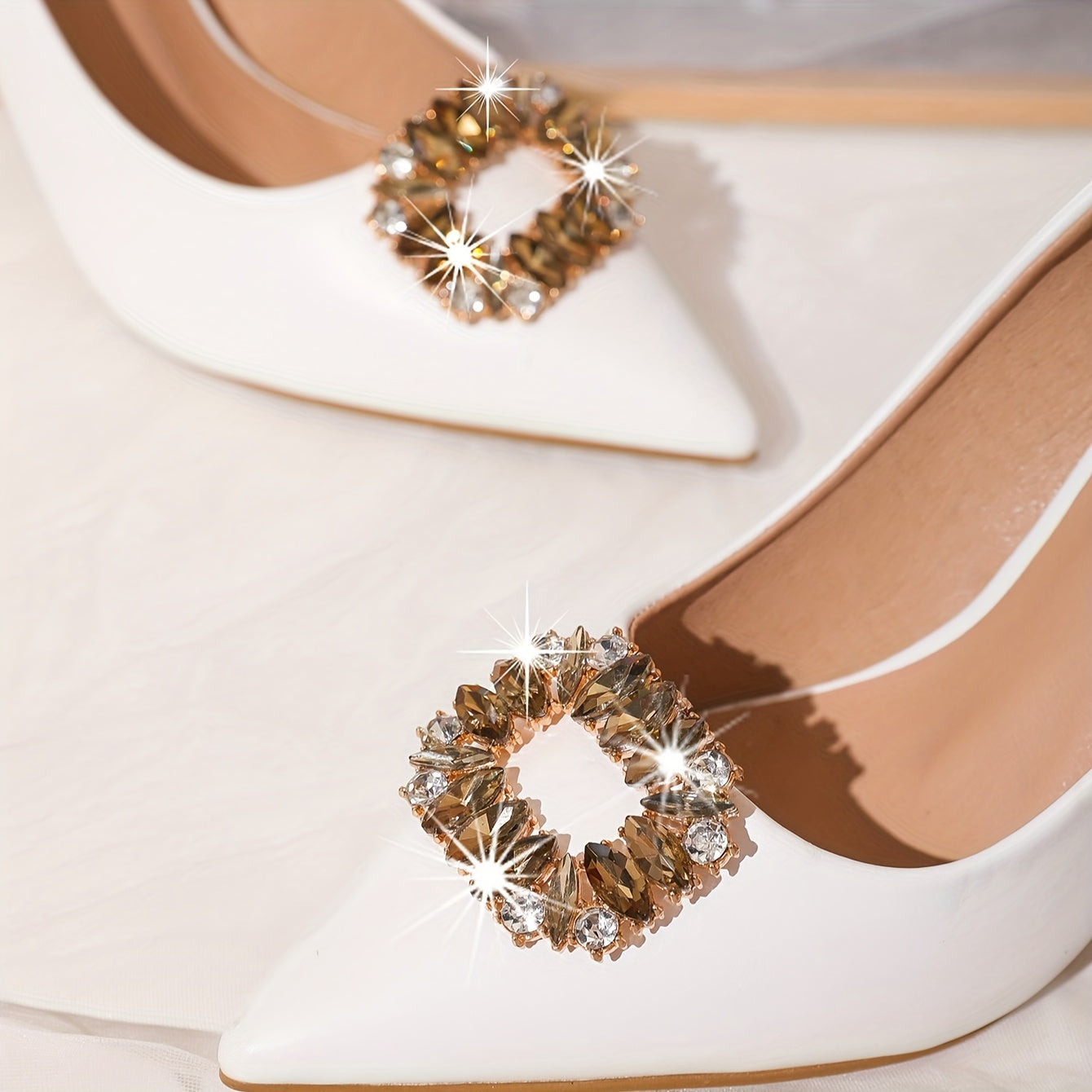 Women's Crystal Metal Buckle Shoe Accessories for High Heels and Dress Shoes