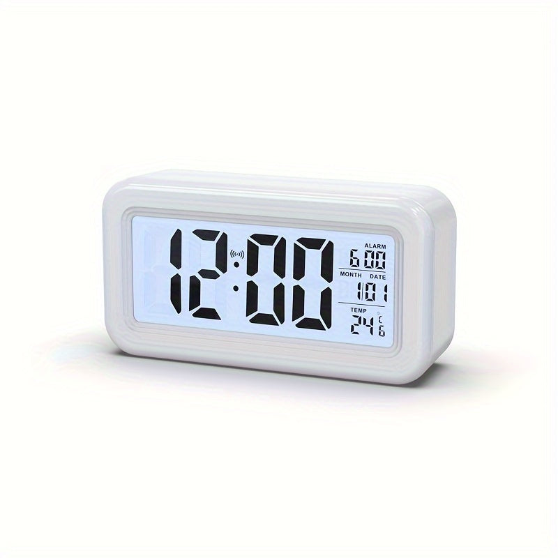 Digital Alarm Clock with Backlit LCD Silent Design Date and Temperature Function