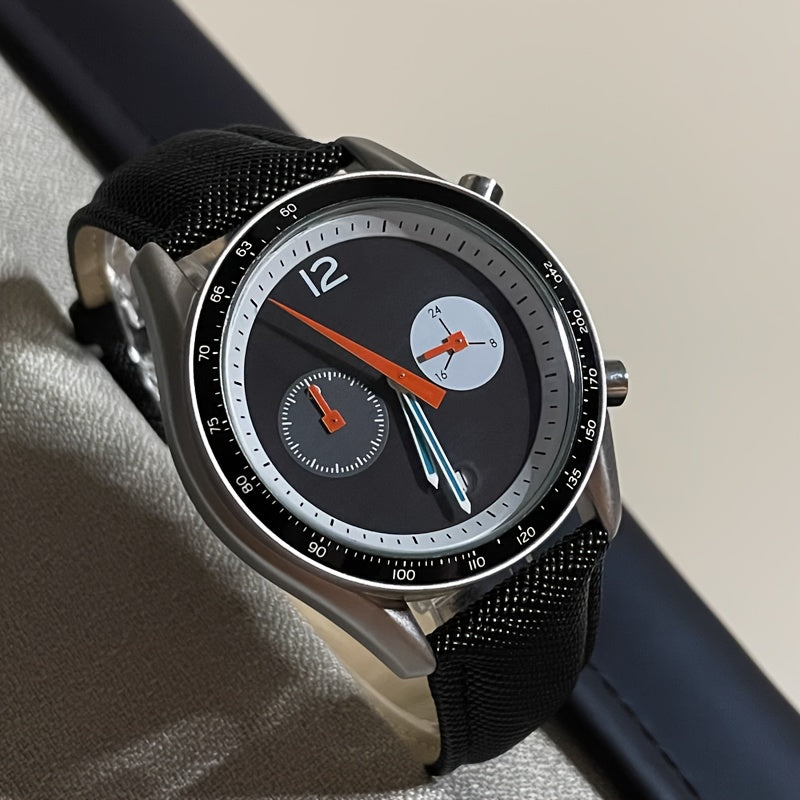 Men's Preppy Style Quartz Wristwatch with Date Display Leather Strap Non-Waterproof 2024