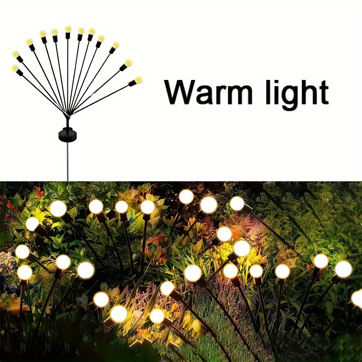 12LED Solar Firefly Garden Light Outdoor Landscape Lawn Decoration IP65