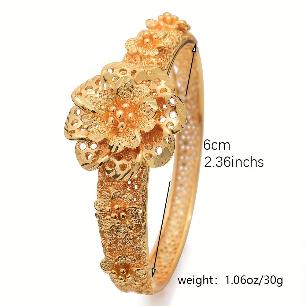 Gold-Plated Ethnic Open Bracelet for Brides and Women in Dubai Fashion