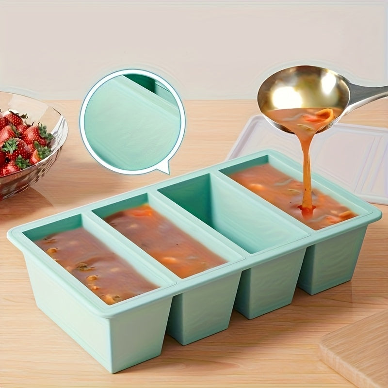 13oz Silicone Freezer Tray with Lid Kitchen Storage for Soups and Sauces