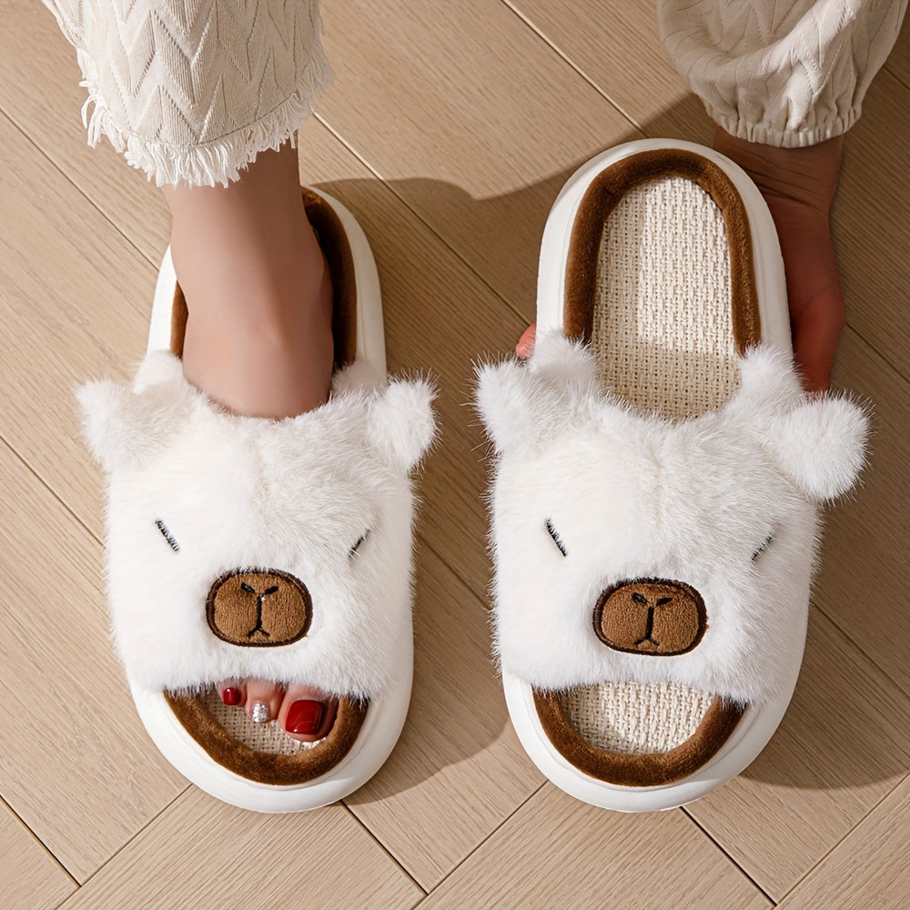Unisex Fabric Open Toe Slippers for Home All-Season Comfort
