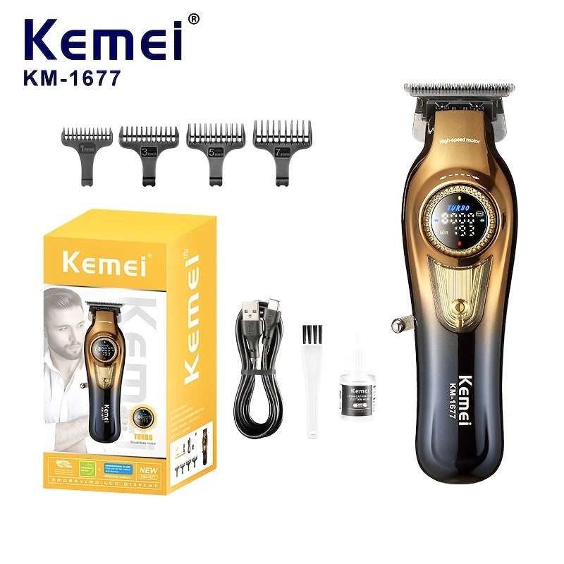 Электрическая машинка для стрижки волос для мужчин Регулируемая скорость LED-дисплей Металлический корпус Точная лезвие USB