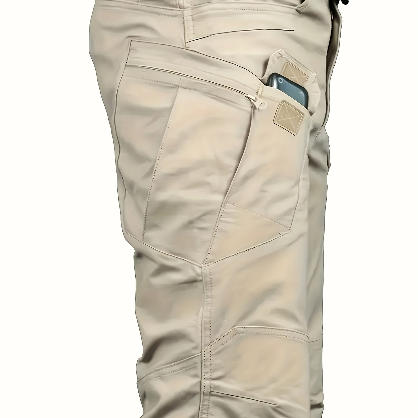 Men's Polyester Cargo Pants with Multiple Pockets for Outdoor Hiking and Casual Wear