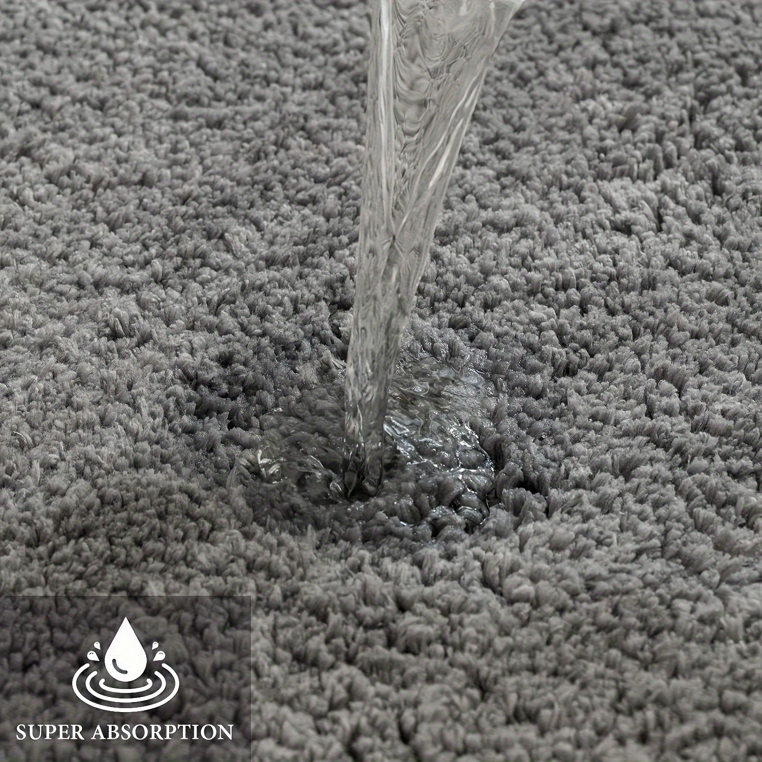 Alfombra de baño de felpa de secado rápido con respaldo antideslizante de espuma viscoelástica y alfombra de fibra esponjosa para inodoro