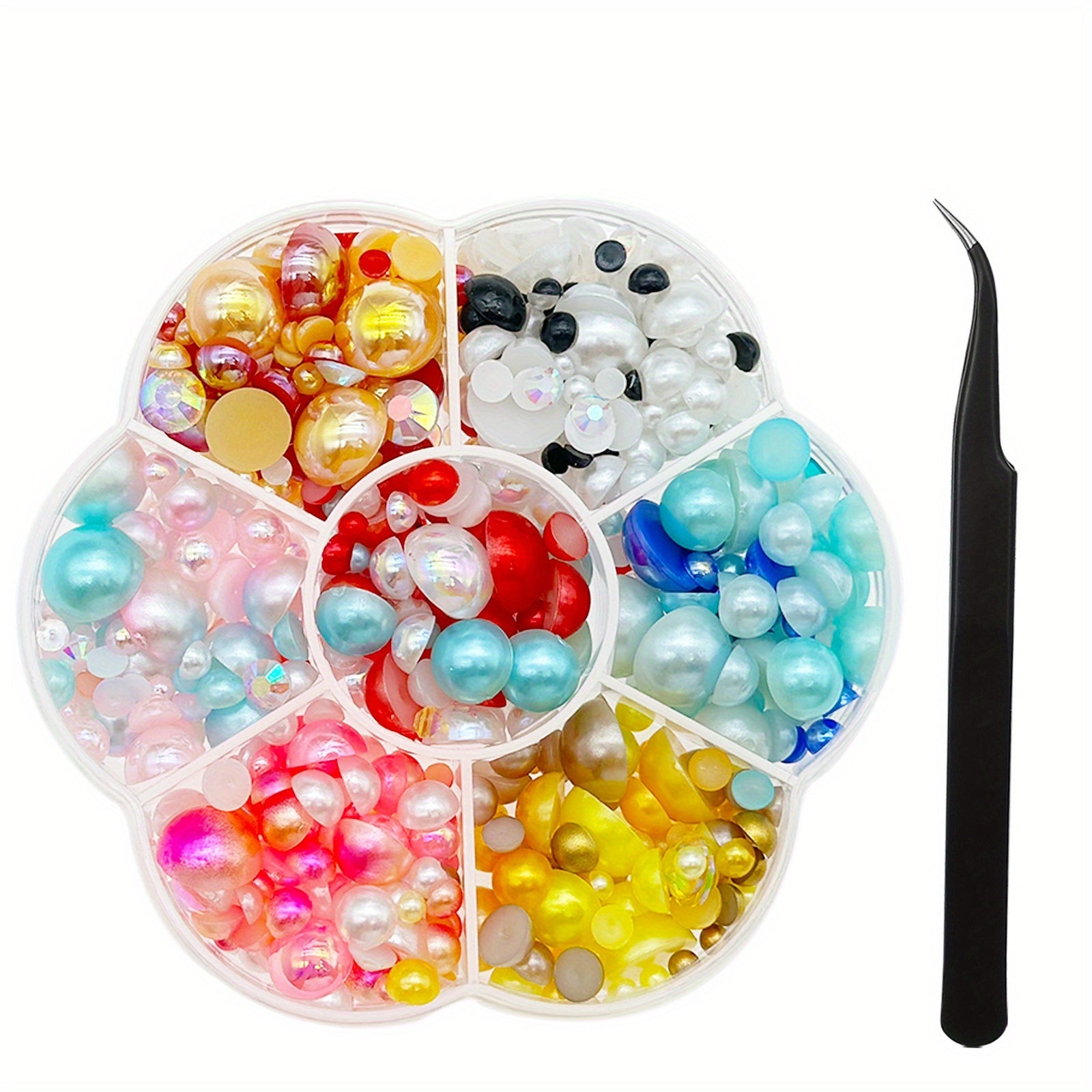 Resin Pearls Set 3600 Pieces Half Round Flat Bottom for Nail Art Jewelry and Makeup 3mm-9mm