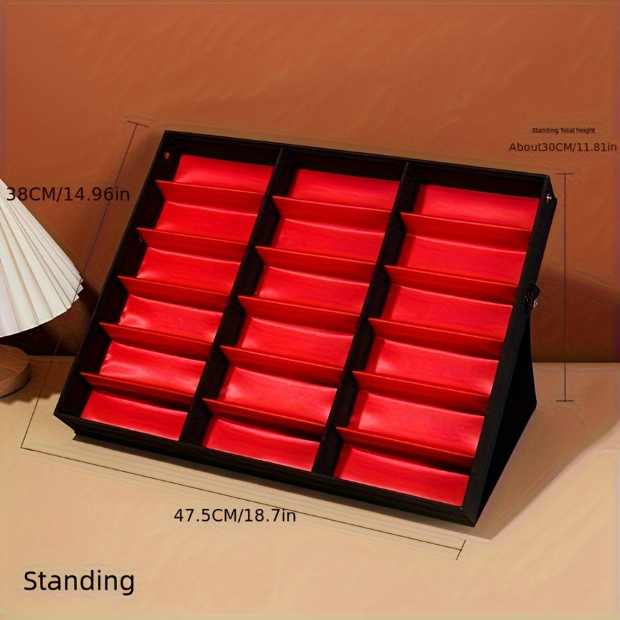 Nylon Eyeglass Storage Box with 18 Compartments Glass Display Stand for Countertop