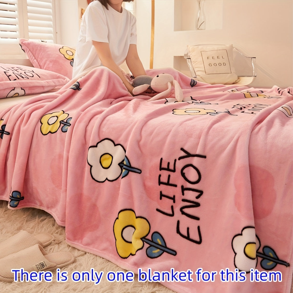 Cozy Flannel Throw Blanket for Couch Bed and Car 69cm x 100cm Plush