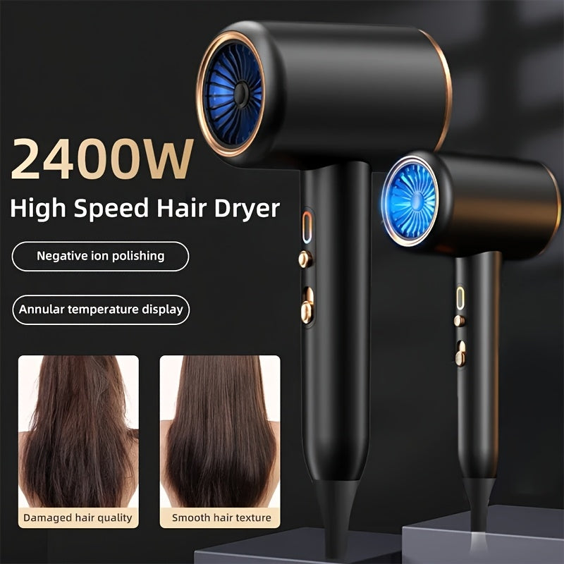 Secador de pelo iónico profesional de 2400W con boquilla, botón de calor y frío, 3 configuraciones de velocidad para uso en casa y viajes