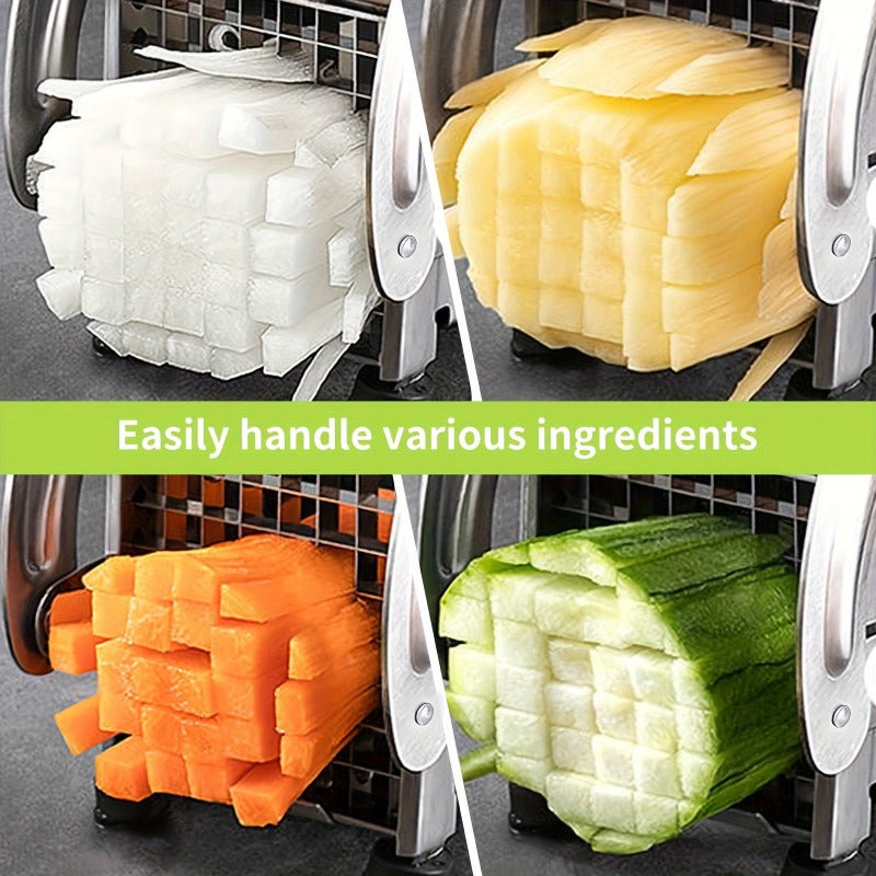Stainless Steel French Fry Cutter Manual Vegetable and Fruit Dicer with 2 Blades