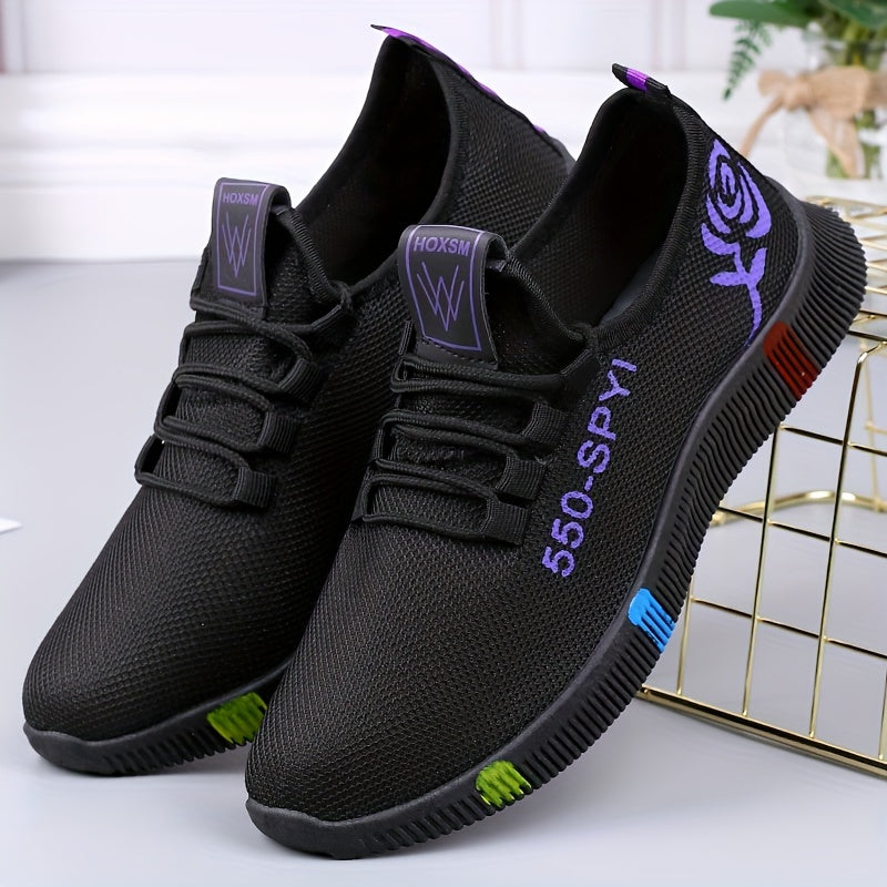 Women's Breathable Knit Sneakers Casual Lace Up Outdoor Shoes