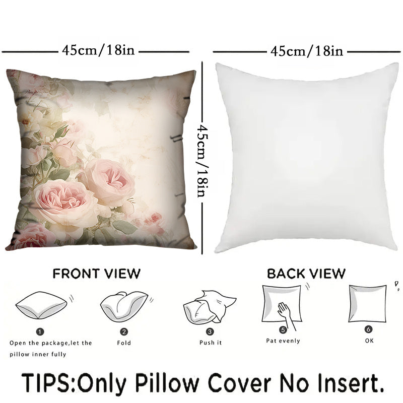 Rangli güllü pushti gülchalar uchun 2 ta to'plam, 45.72 sm kvadrat, polyester bezakli yostiq qopqog'i