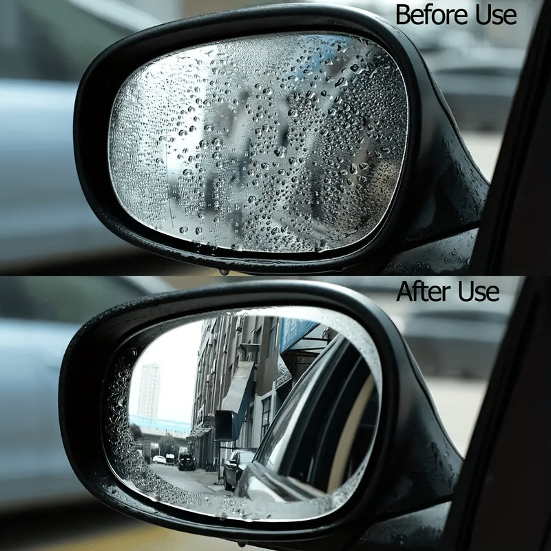Waterproof Transparent PET Car Rearview Mirror Film Set of 2 Anti-Fog Rain Protector Stickers