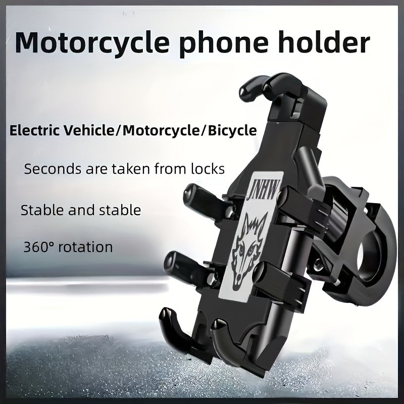 Motorcycle Phone Holder Shockproof Rotatable Bracket for Smartphones Black