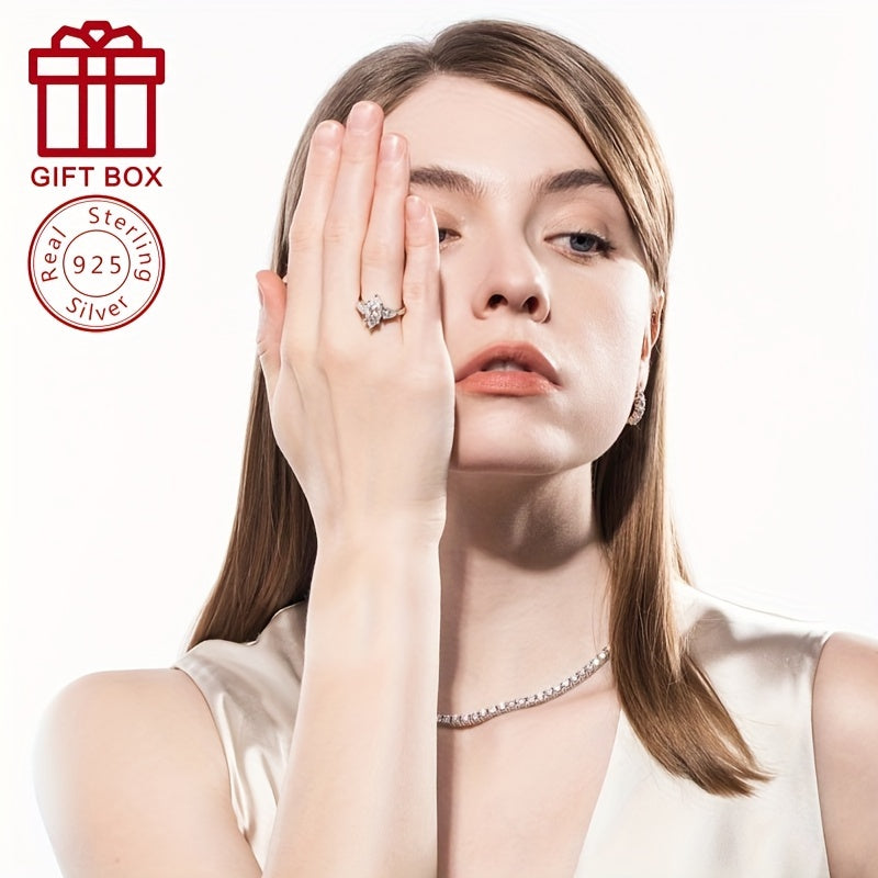 Oltin 3CT Moissanite To'y Halqasi - 925 Sterling Kumushdan tayyorlangan, Ot Ko'z Kesimi bilan, To'ylar va Yubileylarga Ideal, U uchun Ajoyib Sovg'a