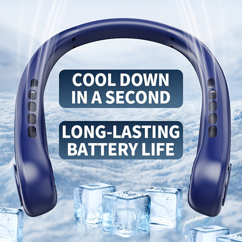 Portable Neck Fan USB Rechargeable Bladeless Personal Cooling Fan with 5 Speeds Adjustable Angle Long Battery Life