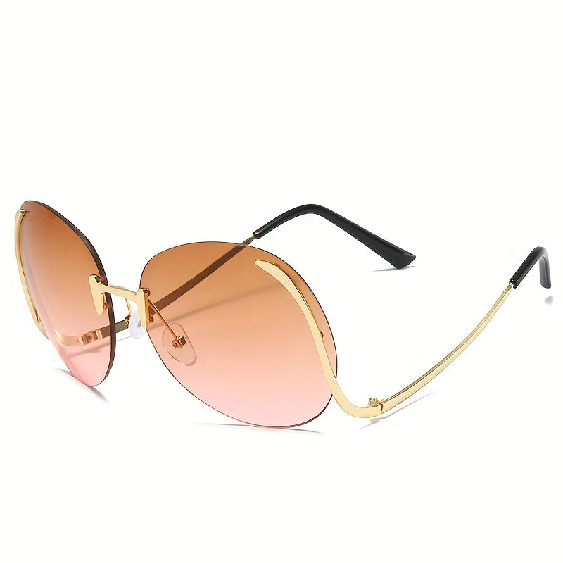 Unisex Rimless Gradient Sunglasses for Women and Men UV Protection Fashion