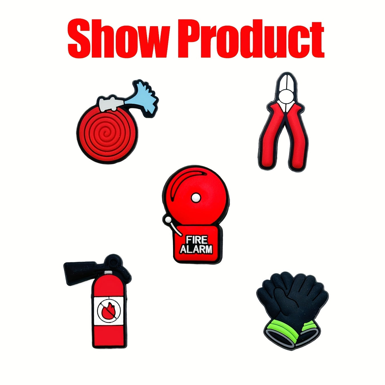 12pcs Firefighter PVC Shoe Charms Kids Colorful Fire Helmet Jacket Backpack