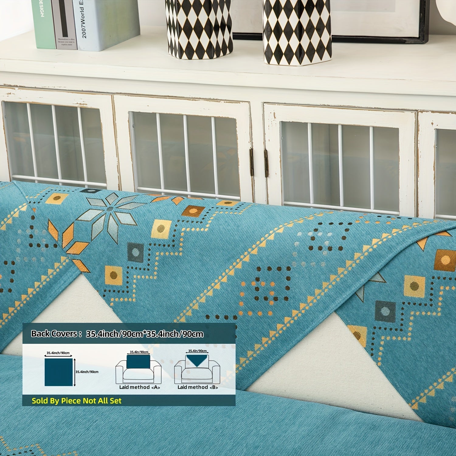 Bohemian Chenille Sofa Slipcover with Geometric and Floral Patterns for All-Season Use