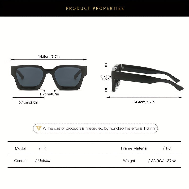 Vintage Square Frame Sunglasses Set of 2 for Men and Women Outdoor Parties Travel