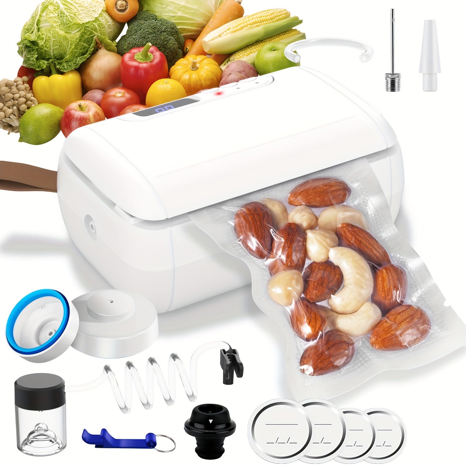 PANCERKA USB-Uyquvchi Qayta To'ldiriladigan Vacuum Sealer Kiti Mason Bankalari uchun - Keng va Oddiy Oyoqlarga mos keladi, Ovqat Saqlash va Konserva qilish uchun ideal.