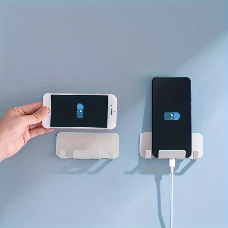 Wall-Mounted Carbon Steel Phone Holder Self-Adhesive Charging Bracket for Kitchen and Streaming