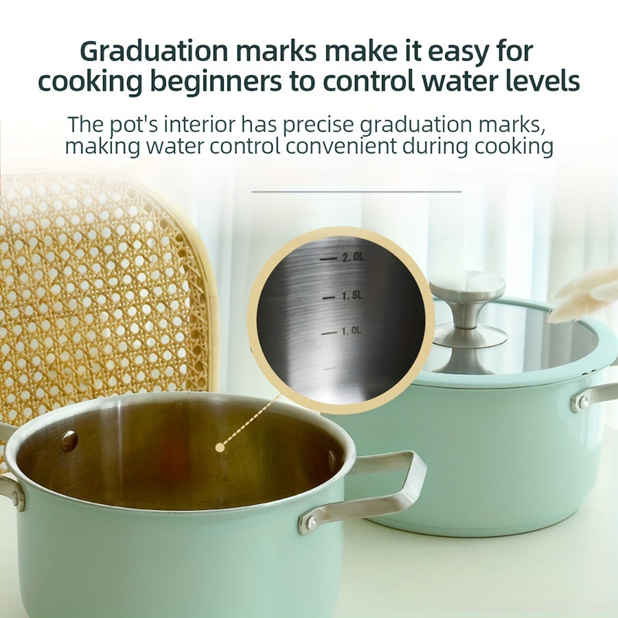 13.7 Qt Stainless Steel Soup Pot Mint Green Induction Compatible Dual Handles