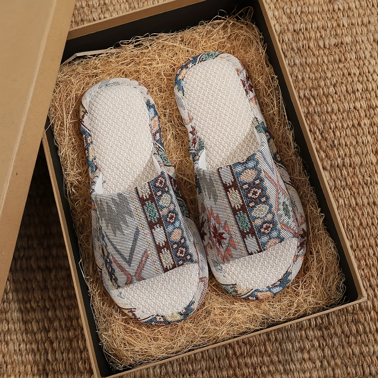 Ayollar uchun yopishmaydigan yopishmaydigan shlyapka yumshoq mato geometrik naqshli ichki uy poyabzali