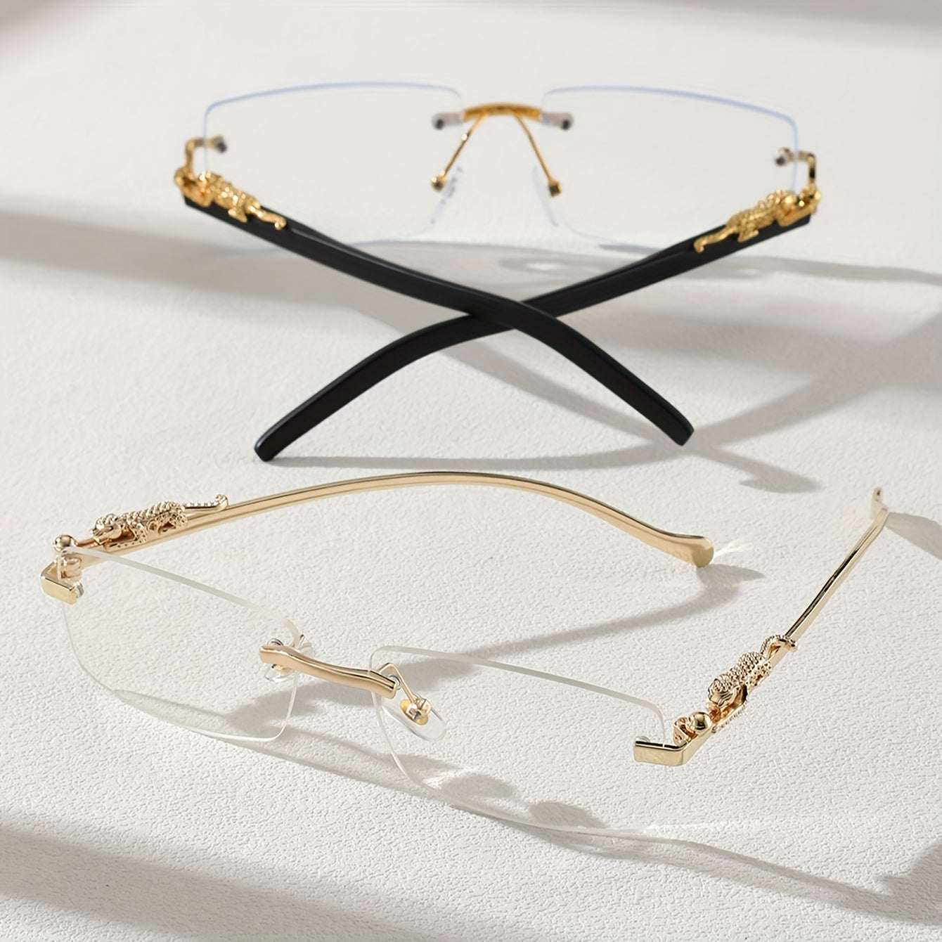 Men's Square Fashion Sunglasses 2 Sets Unisex Eyewear with UV Protection