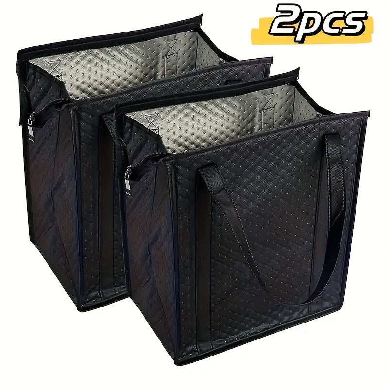 Insulated Shopping Bag with Reusable Ice Pack and Handles for Picnics Camping