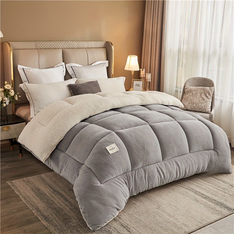 Three-Layer Warm Comforter for Autumn and Winter Queen Size Gray
