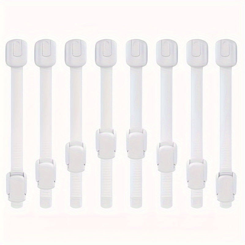 Bolalar xavfsizligi uchun yopishtiruvchi qulflash kamarlar, shkaflar, muzlatgichlar, kir yuvish mashinalari, hojatxona, shkaflar, pech uchun xavfsiz va oson o'rnatiladi