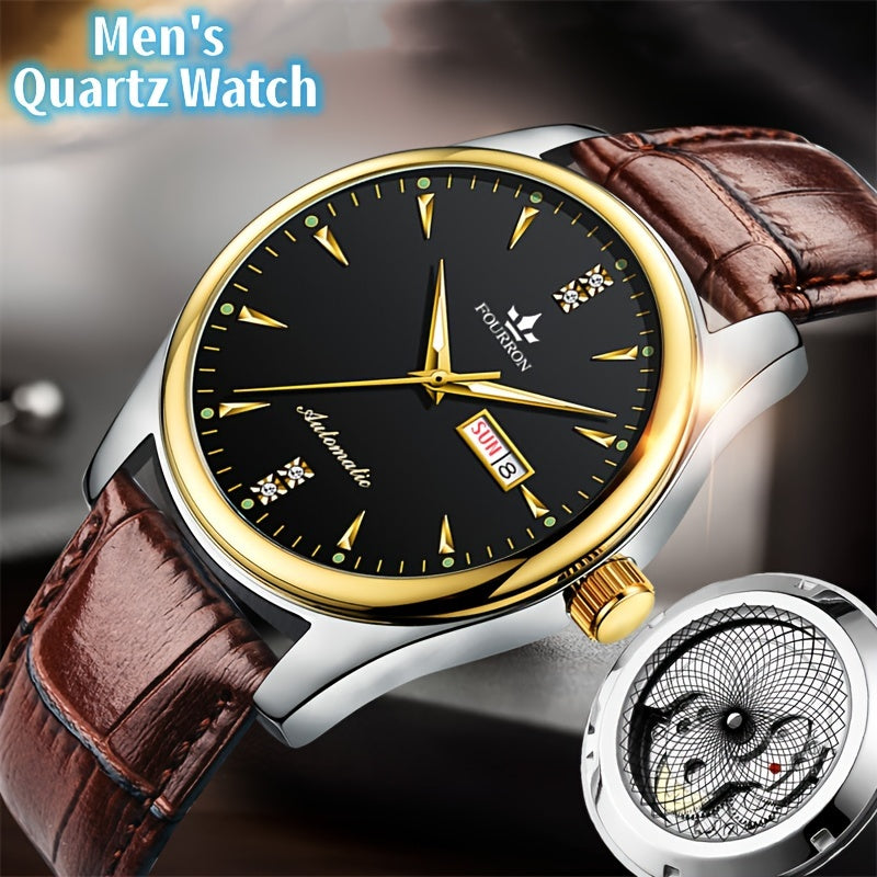 Men's Quartz Watch with Night Light Calendar and Multifunctional Features for Casual and Business Use