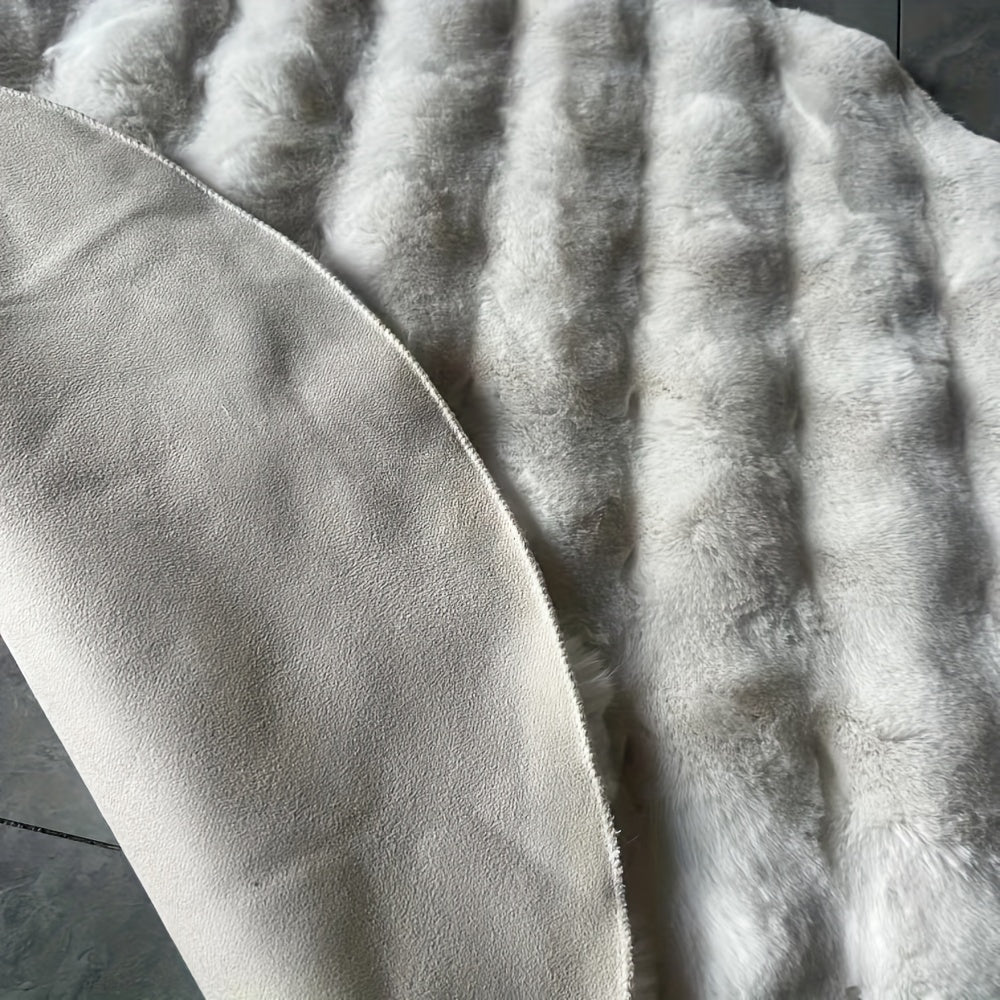 Alfombra redonda de peluche con pelo sintético, de pelo corto y suave, lavable a máquina, decoración para dormitorio