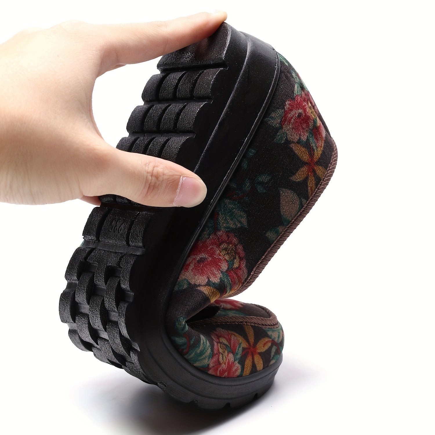 Ayollar uchun gul bosimli qishda kiyiladigan shippaklar, korduroy loafers, yumshoq tag va qulay ichki qavati bilan