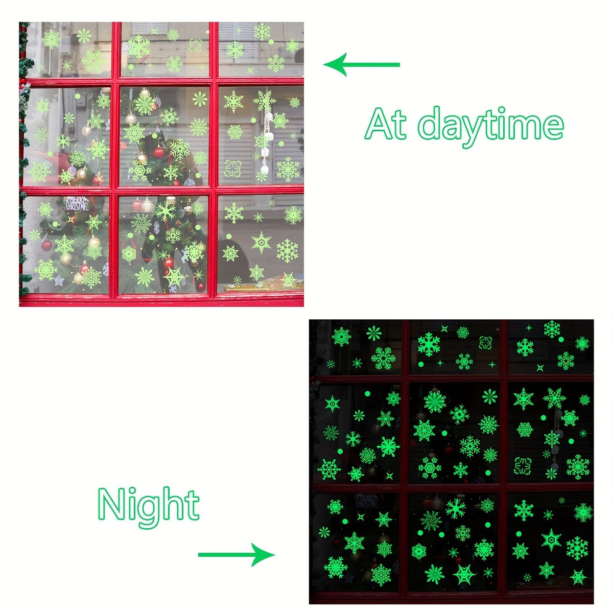 Christmas Snowflake Wall Decals 3D Glow in the Dark Static Cling Window Stickers 50 Pieces